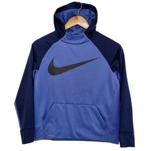 Nike Air Womens Blue Logo Crop Long Sleeve Hoodie Jumper Pullover Size M